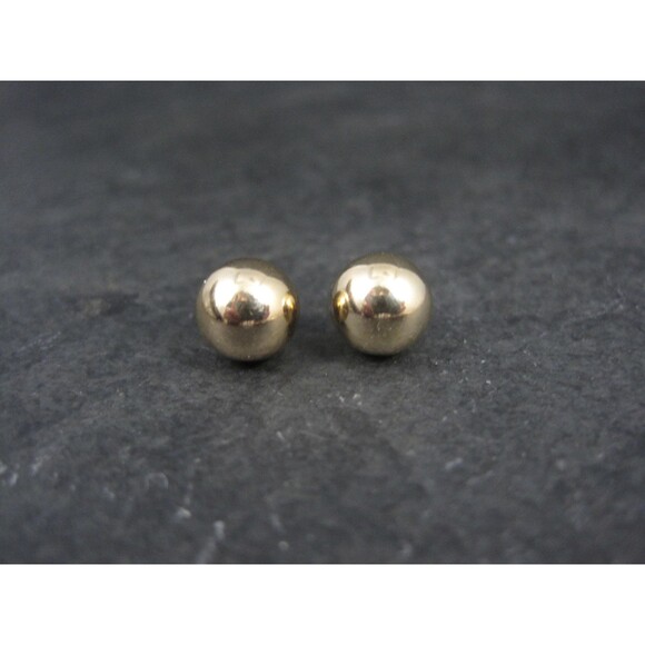 8mm Gold Ball Stud Earrings 14K Gold Filled New Old Stock - Picture 1 of 10